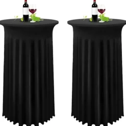 Matbord>2-pack Svart Högt Bordsöverdrag för 80x110cm Ståbord, Spandex Stretch Kjol[YDE]