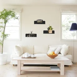 Hyllor>2-pack Svarta Flytande Metall Vägghyllor, 20cm Badrum & Duschförvaring med Hårdvara [YDE]