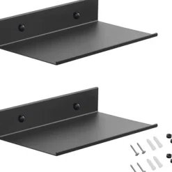 Hyllor>2-pack Svarta Flytande Metallhyllor 20cm med Monteringsdetaljer [JSR]