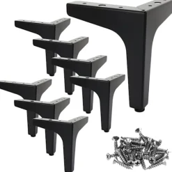 Blue dream Soffor>8-pack svarta metallben för soffa, 13 cm soffben med belastning på 600 kg, svarta möbelben med skruvar, metallben för soffbord, TV-bänkar, skåp