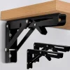 Hyllor>2-pack 8-tums svarta kraftiga fällbara hyllkonsoler, hopfällbart metalltriangelstöd för bord och bänkar