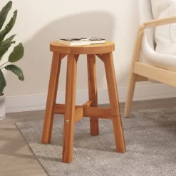 vidaXL Pallar>Pall brun 38x38x45 cm rund massivt akaciaträ