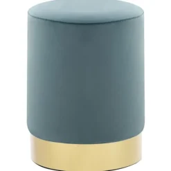 vidaXL Pallar>Pall ljusblå och guld sammet 28 x 36 cm