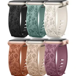 Sittsäckar>Passar iwatchS9 876SE Apple Watch armband präglat liten ros silikon Ros - rökig lila 38/40/41mm