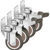 Balkongmöbler>{PL}Set med 4 Svänghjul 50mm, 100kg Möbelhjul, L-formade Möbelhjul med Broms 360° Rotation, För Inomhus och Utomhus (2 Hjul med Broms, 2