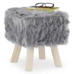 B2X Pallar>Pälspall Faux Fur Grå