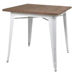 Tusent Matgrupper>Plåt matt vit med toppskiva i alm + 2 galvade stolar alm sits