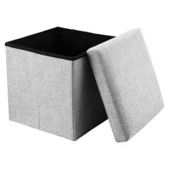 INTIRILIFE Sittpuffar>Pouf - - 30x30x30 cm - Grå Alaska - Linne-look - Multifunktionell