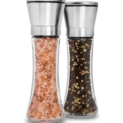 Matgrupper>Premium Salt- och pepparkvarn i rostfritt stål 2 st - Justerbar keramisk havssaltkvarn & pepparkvarn