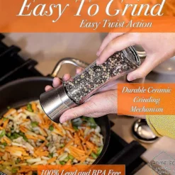 Matgrupper>Premium Salt- och pepparkvarn i rostfritt stål 2 st - Justerbar keramisk havssaltkvarn & pepparkvarn