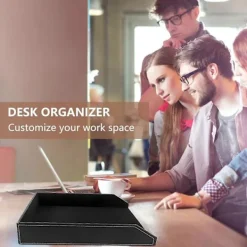 Kontorsmöbler>PU-läderbricka, Dokumentbordssorterare, stapelbar kontorsmapphållare (svart)