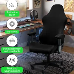 Stolar>[QD] Spelstolsöverdrag, med armstöd svart stretchigt stolsöverdrag tvättbart, för spelstol datorstol snurrstol