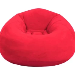 Sittsäckar>Röd flockad PVC uppblåsbar sittsäck (vuxenstorlek)