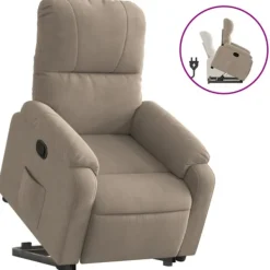 vidaXL Fåtöljer>Reclinerfåtölj med uppresningshjälp taupe mikrofibertyg