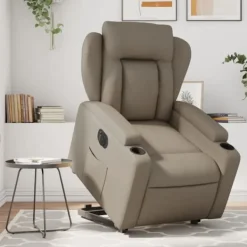 vidaXL Fåtöljer>Reclinerfåtölj med uppresningshjälp cappuccino konstläder