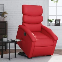 vidaXL Fåtöljer>Reclinerfåtölj med uppresningshjälp röd konstläder