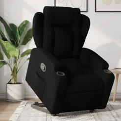 vidaXL Fåtöljer>Reclinerfåtölj med uppresningshjälp svart tyg