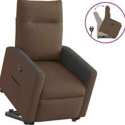 vidaXL Fåtöljer>Reclinerfåtölj med uppresningshjälp brun tyg
