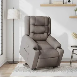 vidaXL Fåtöljer>Reclinerfåtölj med uppresningshjälp taupe tyg