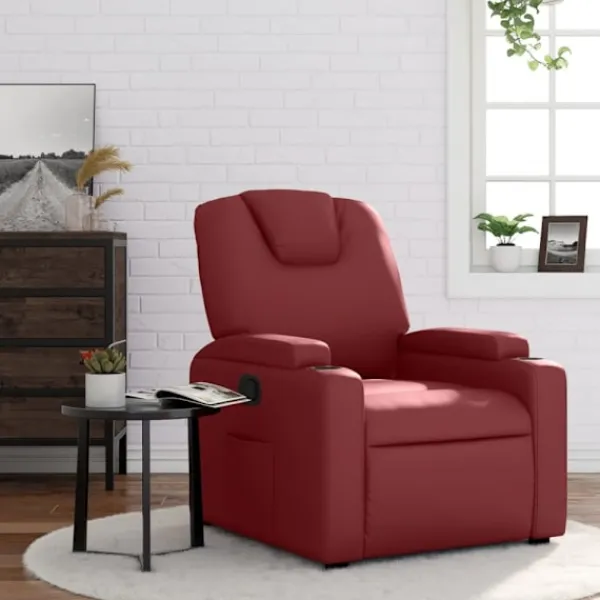 vidaXL Fåtöljer>Reclinerfåtölj vinröd konstläder