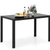COSTWAY Matbord>Rektangulär Matbord 120 cm för 4 personer - - Glastopp - Metallram för Kök, Vardagsrum