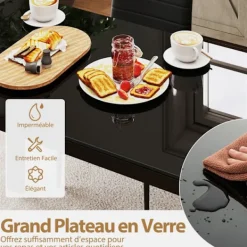 COSTWAY Matbord>Rektangulär Matbord 120 cm för 4 personer - - Glastopp - Metallram för Kök, Vardagsrum