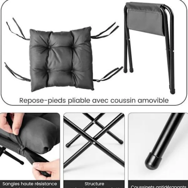 COSTWAY Fåtöljer>Relax Fåtölj med hopfällbart fotstöd - - - Inomhus utomhus