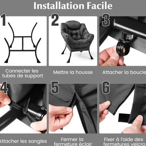 COSTWAY Fåtöljer>Relax Fåtölj med hopfällbart fotstöd - - - Inomhus utomhus