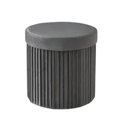 RELAXDAYS Sittpuffar>taburett i sammet, förvaringspuff, vadderad, stapelbar, H x P: 38 x 38 cm, mörkgrå