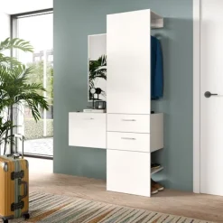 Rootz Living Byråer>Rootz 3 -delars garderobset - garderobsarrangör - rymdbesparande förvaring - stor spegel - vit melamin - 104x190x36 cm