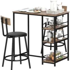 Rootz Living Matgrupper>Rootz 3 -delat ätuppsättning med barbord - Small Kitchen Set - Space Saving Dining - Extra förvaring, 90 x 50 x 90,5 cm bord, 36 x 47 x 91 cm stolar | Fyndiq