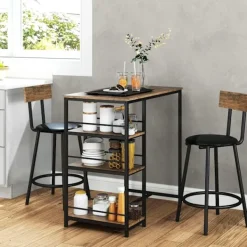 Rootz Living Matgrupper>Rootz 3 -delat ätuppsättning med barbord - Small Kitchen Set - Space Saving Dining - Extra förvaring, 90 x 50 x 90,5 cm bord, 36 x 47 x 91 cm stolar | Fyndiq