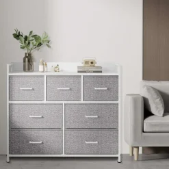 Rootz Living Byråer>Rootz 7 -lådan av lådor - Glåskåp - förvaringsskåp - Tygfronter - 28,5 x 98 x 85 cm - Maximerad lagringslösning