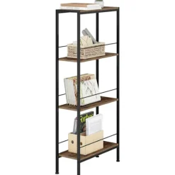 Rootz Living Hyllor>Rootz 4 -nivå stående hylla - lagringshylla - fristående bokhylla - Hållbar och kompakt - 50 cm x 110 cm x 20 cm - brun +svart