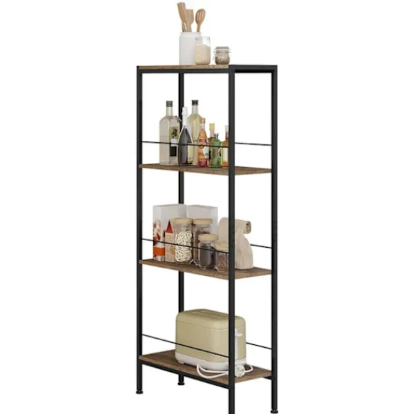 Rootz Living Hyllor>Rootz 4 -nivå stående hylla - lagringshylla - fristående bokhylla - Hållbar och kompakt - 50 cm x 110 cm x 20 cm - brun +svart