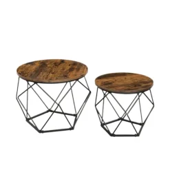 Rootz Living Soffbord>Rootz 2 set soffbord - vintage soffbord - trä spånbrädor - robust stålram - 50 cm x 40 cm & 40 cm x 36 cm