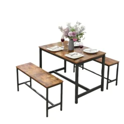 Rootz Living Matgrupper>Rootz 2 -stycken matbänkuppsättning - Köksbänkar - Matsalsbänkar - Robust järnram - 108 cm x 32,5 cm x 50 cm