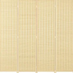 Rootz Living Kontorsmöbler>Rootz 4 -stycksrumsdelare - Sekretessskärm - Foldbar partition - Natural Bamboo - 180 cm x 180 cm - Enkel förvaring för vardagsrum, sovrum