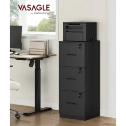 Rootz Living Kontorsmöbler>Rootz Arkivskåp - Bläck Svart - Spånskiva - 40 cm x 41 cm x 103 cm - 23 kg - Kontorsförvaring - 50 kg Kapacitet