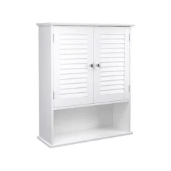 Rootz Living Skåp>Rootz badrumsskåp - Förvaringsskåp - Hygienarrangör - Vit MDF - 60 cm x 20 cm x 70 cm - Öppet fack - Justerbar hylla - Förkromade knoppar