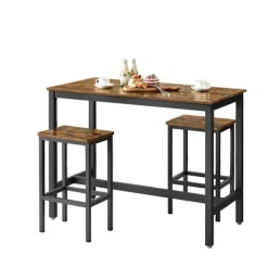Rootz Living Matgrupper>Rootz Bar Table Set - Pub Table - Bistro Set - Space Saving - Hållbar träflipplatta och järn - Tabell: 120x60x90cm, stol: 40x30x65cm