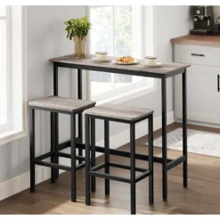 Rootz Living Matgrupper>Rootz Barbord med Barstolsset - Mottle-Ink Svart - Spånskiva och stål - 100 cm x 40 cm x 90 cm - 40 cm x 30 cm x 65 cm - 20,2 kg - 100 kg Kapacitet