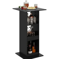 Rootz Living Matbord>Rootz Barbord med hyllor - Matbord - Förvaringsskåp - Platssparande - Massivt trä Material - 60cm x 60cm x 112cm - Ljus Ek + Vit