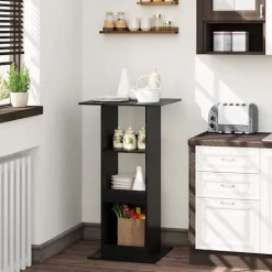 Rootz Living Matbord>Rootz Barbord med hyllor - Matbord - Förvaringsskåp - Platssparande - Massivt trä Material - 60cm x 60cm x 112cm - Ljus Ek + Vit