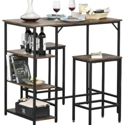 Rootz Living Matgrupper>Rootz Barbordsset - 2 barstolar - 3 hyllor - 3-delat - Brun - Sv