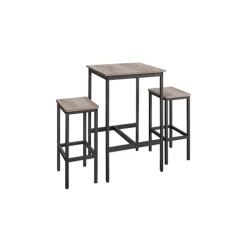 Rootz Living Matgrupper>Rootz barbordsset - Greige fläckigt bläck svart - spånskiva stål - bistro pallar - hög lastkapacitet - 60 cm x 60 cm x 90 cm