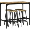 Rootz Living Matgrupper>Rootz Barbordsset - Industriell Design - 5 St.bordsset - 1 Barbord - 4 Barstolar - Sittgrupp - Köksbänk - Svart + Brun - 110L x 50W x 89,5H cm.