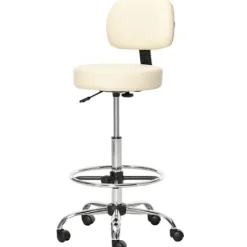 Rootz Living Stolar>Rootz Barpall - Barstol - Swivel Barstol - Arbetspall - Kontorspall - Höjdjusterbar - 360° vridbar - Med ryggstöd vadderat - Beige - 56 x 57 x 104-127 | Fyndiq