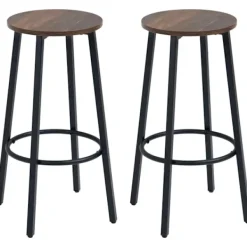 Rootz Living Stolar>Rootz Barstolar - Set med 2 köksfrukostpallar - Robust stålstomme - Industriella långa barstolar - 65 cm hög sits - Fotstöd - Rustik brun - 42 x 42 x | Fyndiq