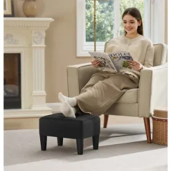 Rootz Living Pallar>Rootz Black Seat Pall - Ottoman - Footrest - Stöd 150 kg - 40 cm x 32 cm x 26 cm